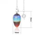 Multi-layered gemstone pendulum, 15mm wide, 30mm long.  Spiritual, chakra-themed pendant.