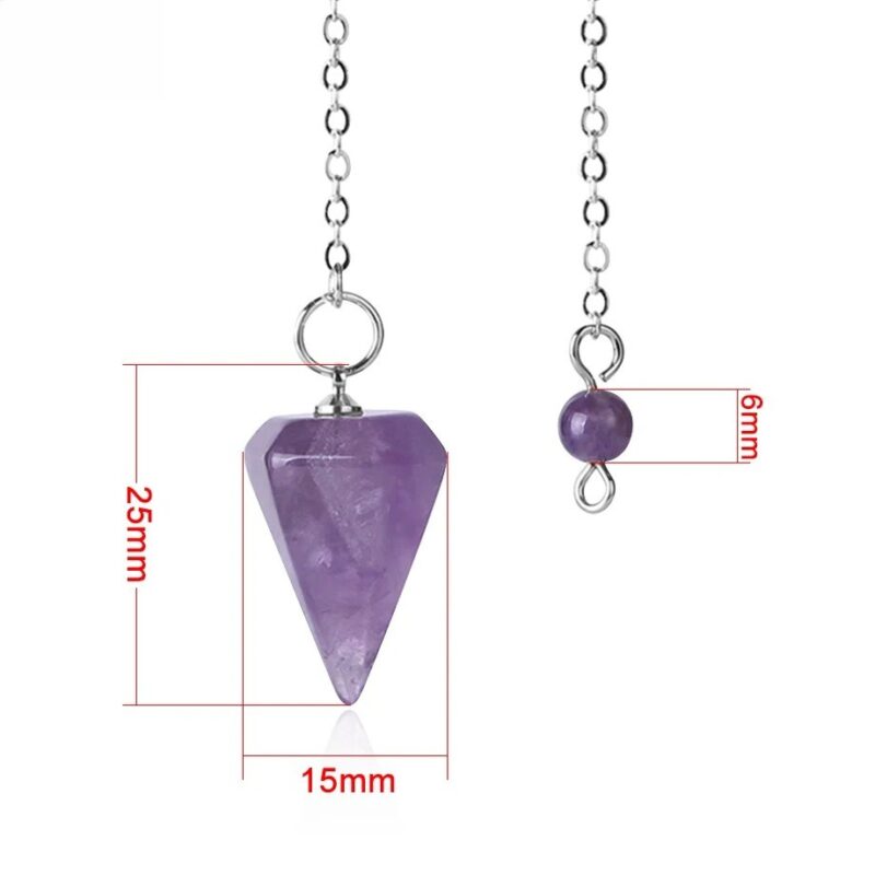 Amethyst pendulum, 25mm long, 15mm wide, 6mm bead.  Crystal divination tool.
