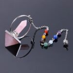 Rose quartz pendulum with chakra beads.