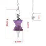 Amethyst pendulum, silver chain, crystal, dimensions.