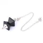 Black obsidian pendulum with silver chain.