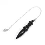 Black obsidian pendulum with silver chain.