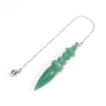 Green aventurine pendulum with silver chain.  Crystal divination tool.