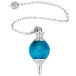 Teal agate pendulum with silver chain.