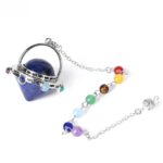 Blue lapis lazuli pendulum with seven chakra stones.