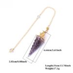 Purple spiral quartz pendulum with gold-tone chain.