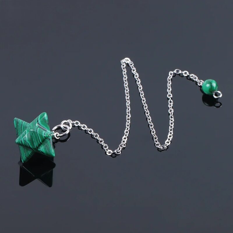 Malachite star pendulum with silver chain.