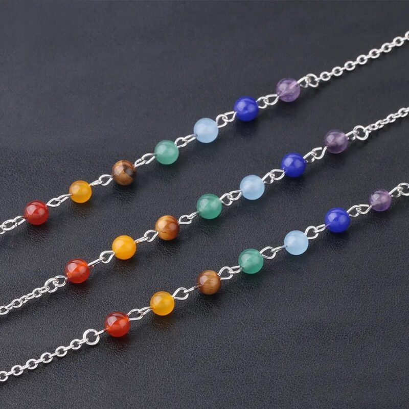 Multi-color gemstone beaded bracelet.