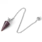Purple amethyst pendulum with silver chain.