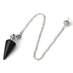 Black onyx pendulum with silver chain.