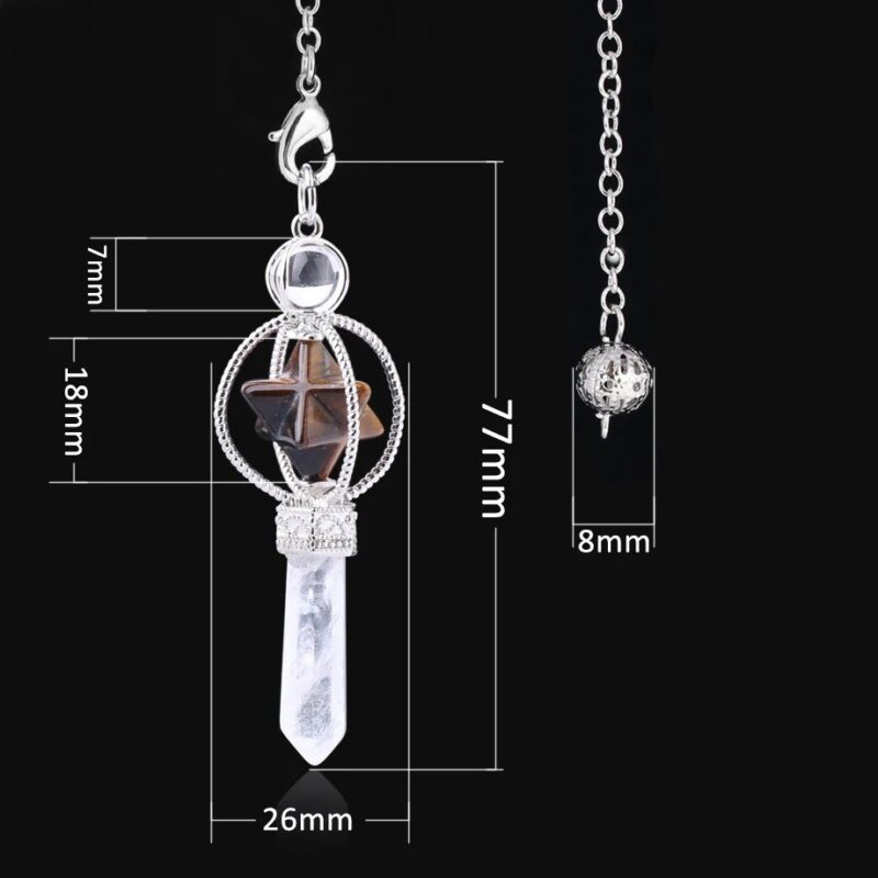Crystal pendulum with tiger's eye and quartz.  77mm long.