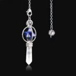 Crystal pendulum with lapis lazuli and quartz.
