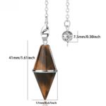 Tiger eye pendulum, 41mm/1.61 inch long, 17mm/0.67 inch wide, with 7.5mm/0.30 inch metal ball.