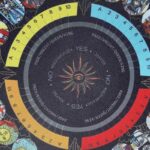Tarot card reading wheel with numbers and keywords like "yes", "no", and "maybe".