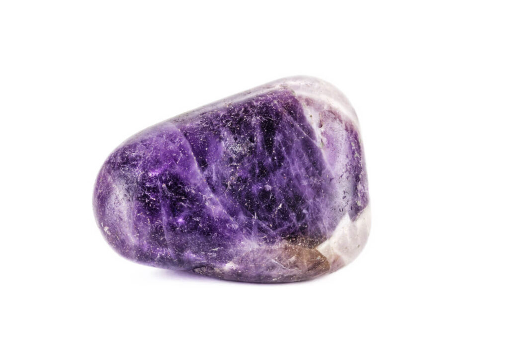 Purple amethyst tumbled stone.