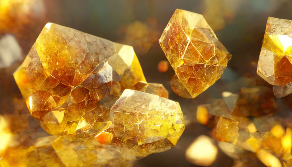 Close-up of golden crystals.