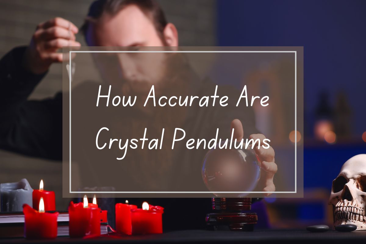 Crystal pendulum accuracy, man holding crystal ball, occult setting.