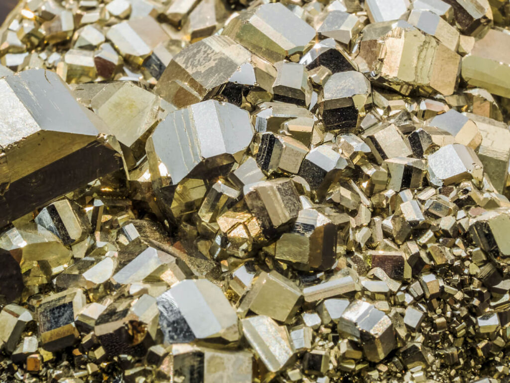 Close-up pyrite crystals.