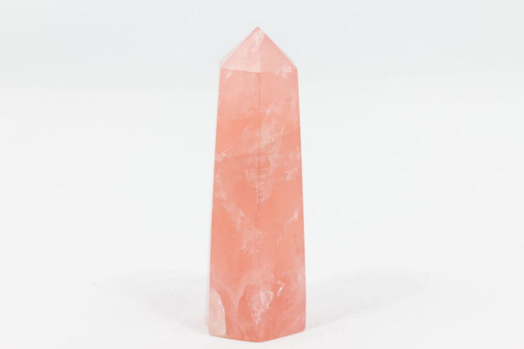 Pink quartz crystal obelisk.
