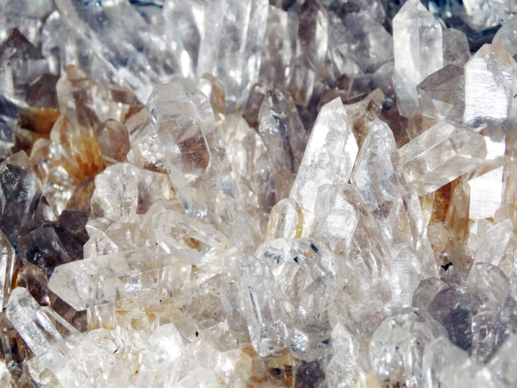 Close-up quartz crystal cluster.