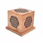 Wooden box with flower of life design.