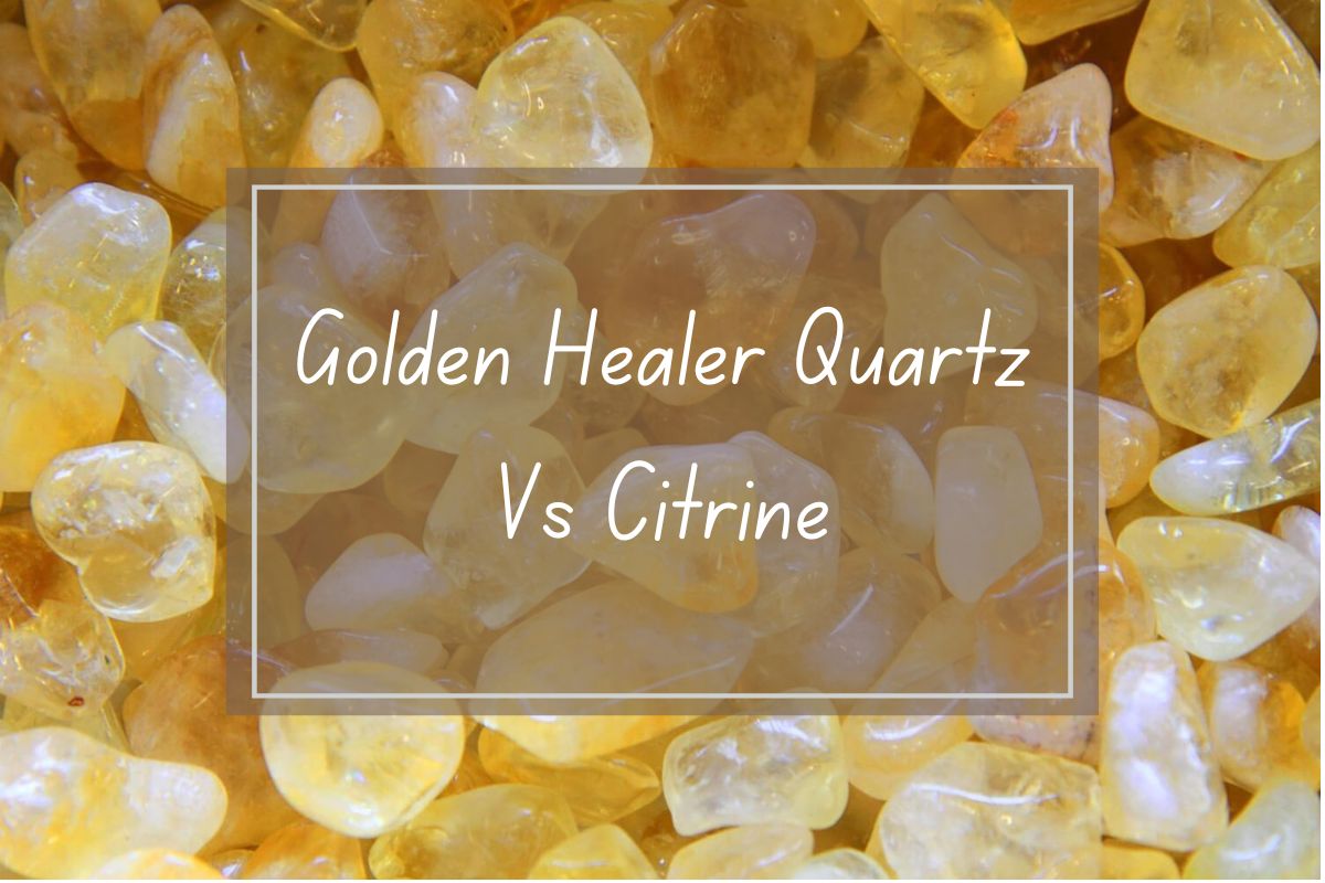 Many small, light yellow-gold crystals. Golden Healer Quartz vs Citrine.