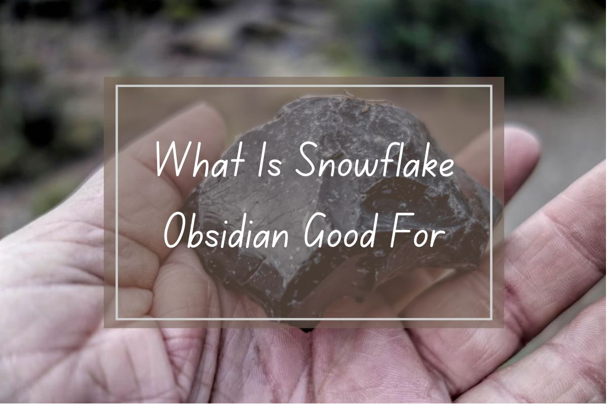 Snowflake obsidian, held in hands.