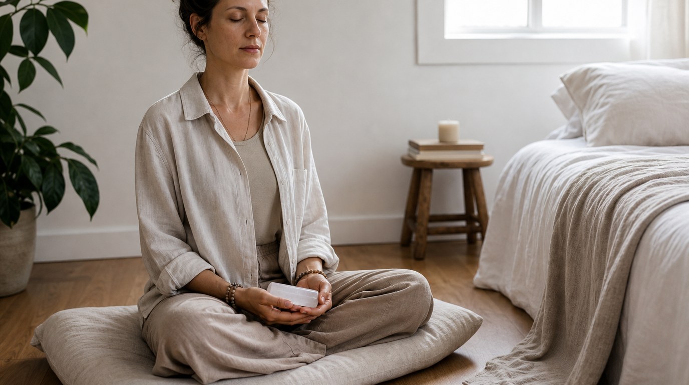 Live in the Present Selenite: A Simple Mindfulness Ritual Guide - Image 1